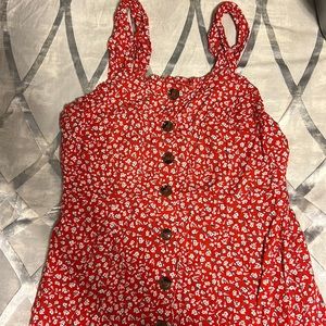 Red button down maxi dress, size large